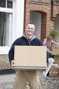 Prepared moving supplies and labelled boxes for a Docklands house removal