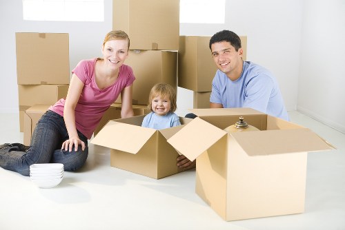 Movers preparing a Docklands apartment relocation