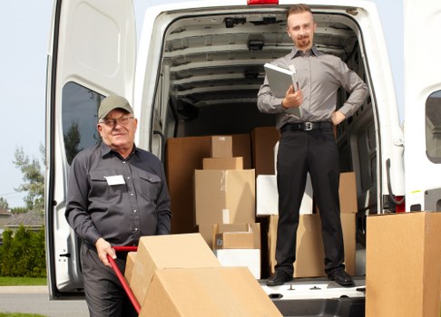 Office relocation items prepared for transport in Docklands