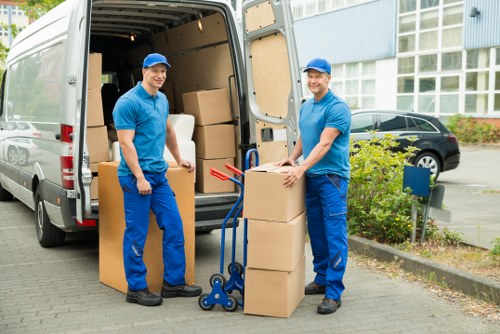 Team preparing to remove bulky furniture from a Docklands office