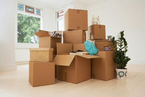 Docklands waterfront residential move with removal team and packed household items