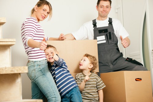 Furniture and boxes being prepared for a house move in Docklands