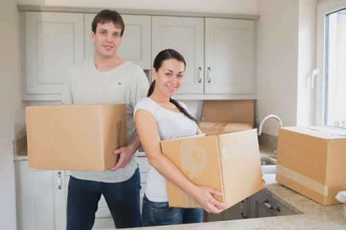 Professional movers handling an office relocation in Docklands